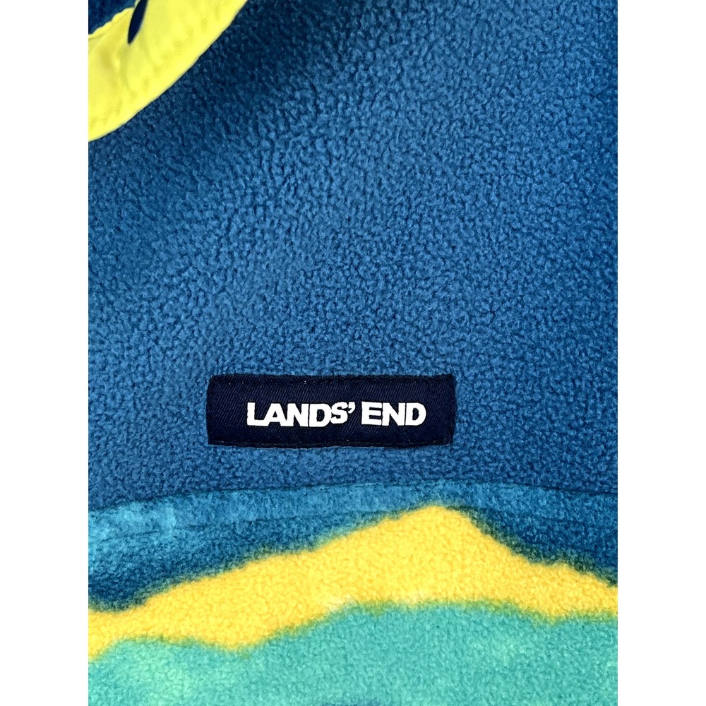 Lands' End Women's Heritage Fleece pullover in teal mountain ombre,  size M/P - Picture 4 of 11